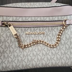 Michael Kors Monogram Crossbody in Gray and Pink
